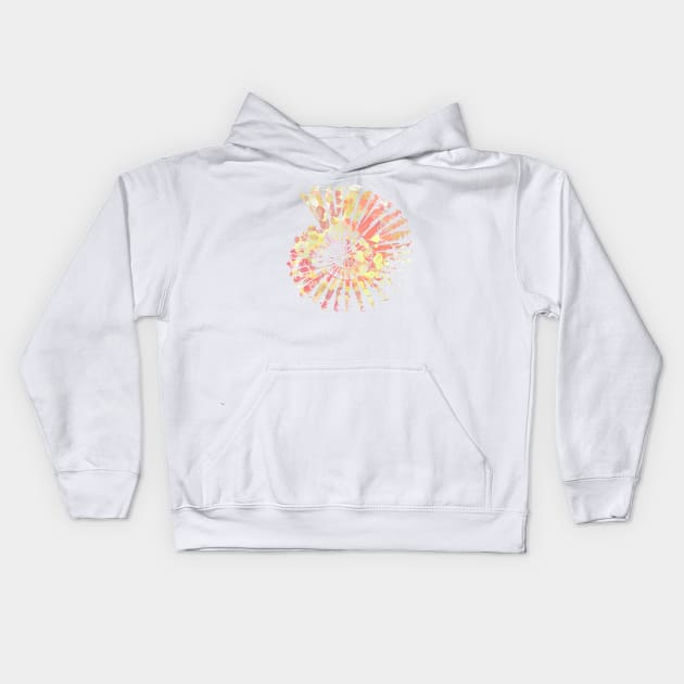 Nautilus Shell Design in Coral and Yellow Paint Pattern Kids Hoodie by PurposelyDesigned